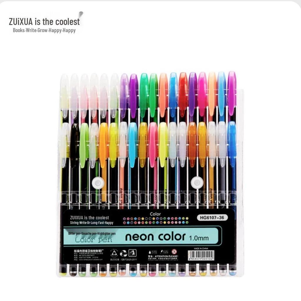 Sparkly Glitter Gel Highlighter Pen Set for Students: 12/48/60 Colors