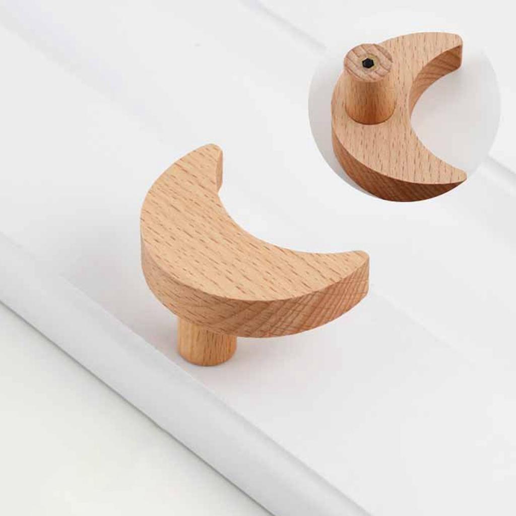 Punch-free Sticky Wooden Handle Children's Room Cartoon Cabinet Door Cabinet Drawer Single Hole Solid Wood Handle.