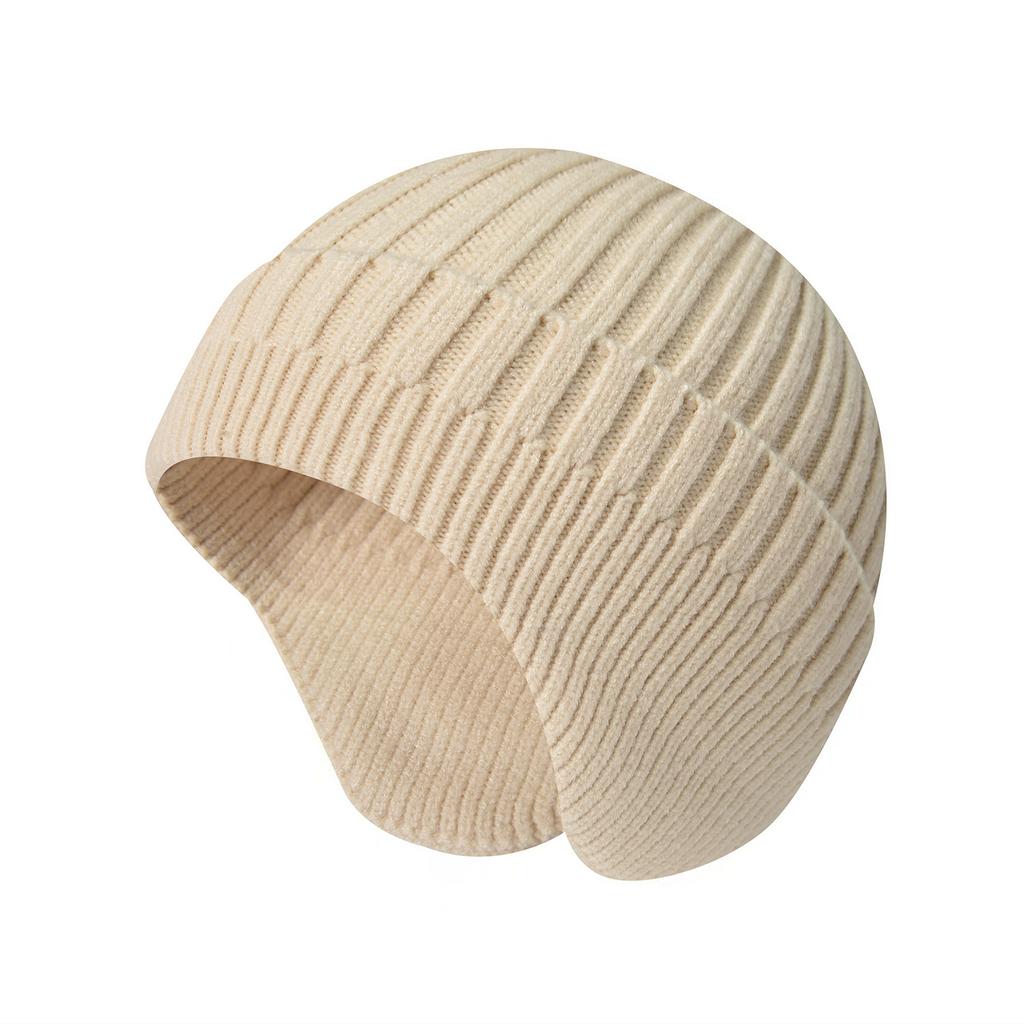 Outdoor Knitted Hat for Men - Thickened Warm Earflap Beanie Women's Face-Slimming Knitted Beanie