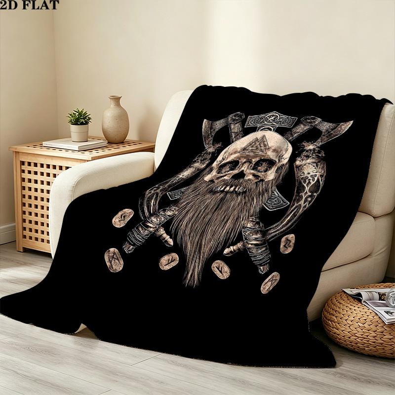 1PC Raven Patterned Flannel Blanket Suitable For All Seasons For Home Decor Warmth And Comfort Gifts Holiday Present
