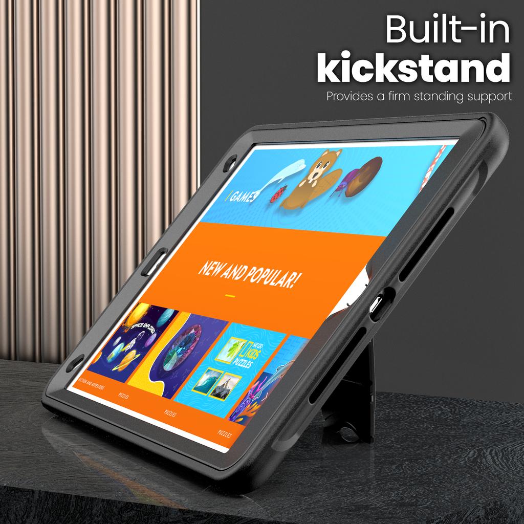 Kickstand PC + TPE Tablet Case with Shoulder Strap For iPad 10.2 (2021)/(2020)/(2019)/Air 10.5 inch (2019)/Pro 10.5-inch (2017)