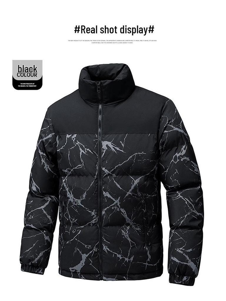 Men's Trendy Camouflage Cotton Jacket, Winter Warmth with Thickened Stand Collar