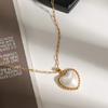 Youthway Delicate Retro  Gold Plated Stainless Steel Texture Love Heart Imitation Pearl Pendant Necklace Women Jewelry Party