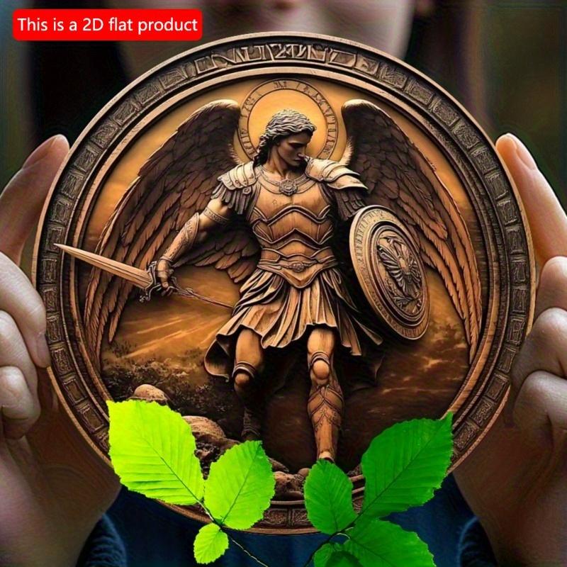 2d Flat 20*20cm, Bohemian Style Wooden Plaque, Archangel Michael Welcome Sign, Wall Art Decor for Home, Kitchen, Garden, Bedroom