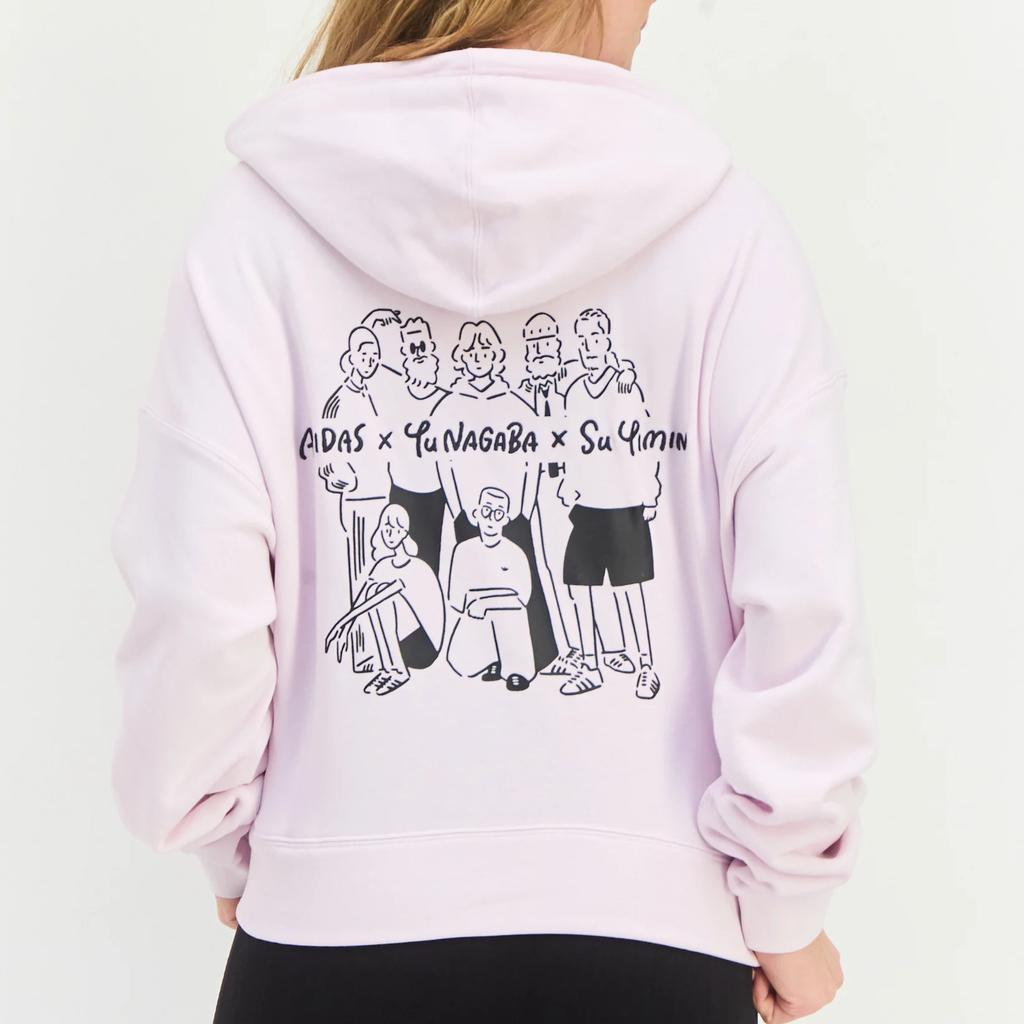 Adidas Originals Trefoil X Chang Cang Xiong X Su Yiming Co-Branded Series Comic Print Hoodie Women Hoodie Pink IK4312