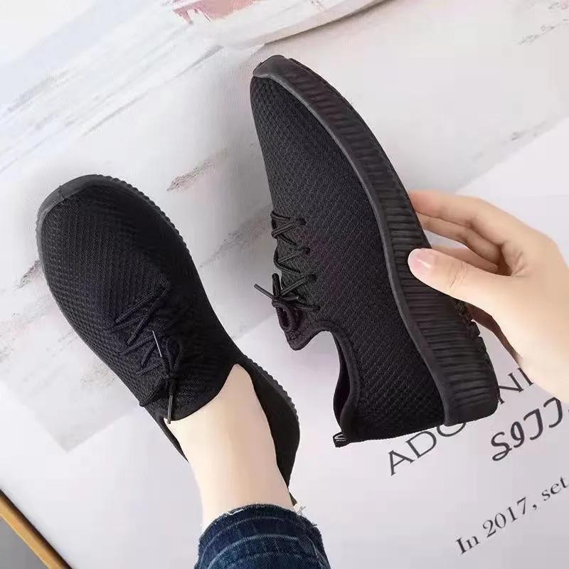 

WTEMPO Women s Autumn Soft Sole Lightweight Shoes Non Slip Versatile Walking Sneakers Couple Breathable Mesh Casual Shoes 40 чёрный