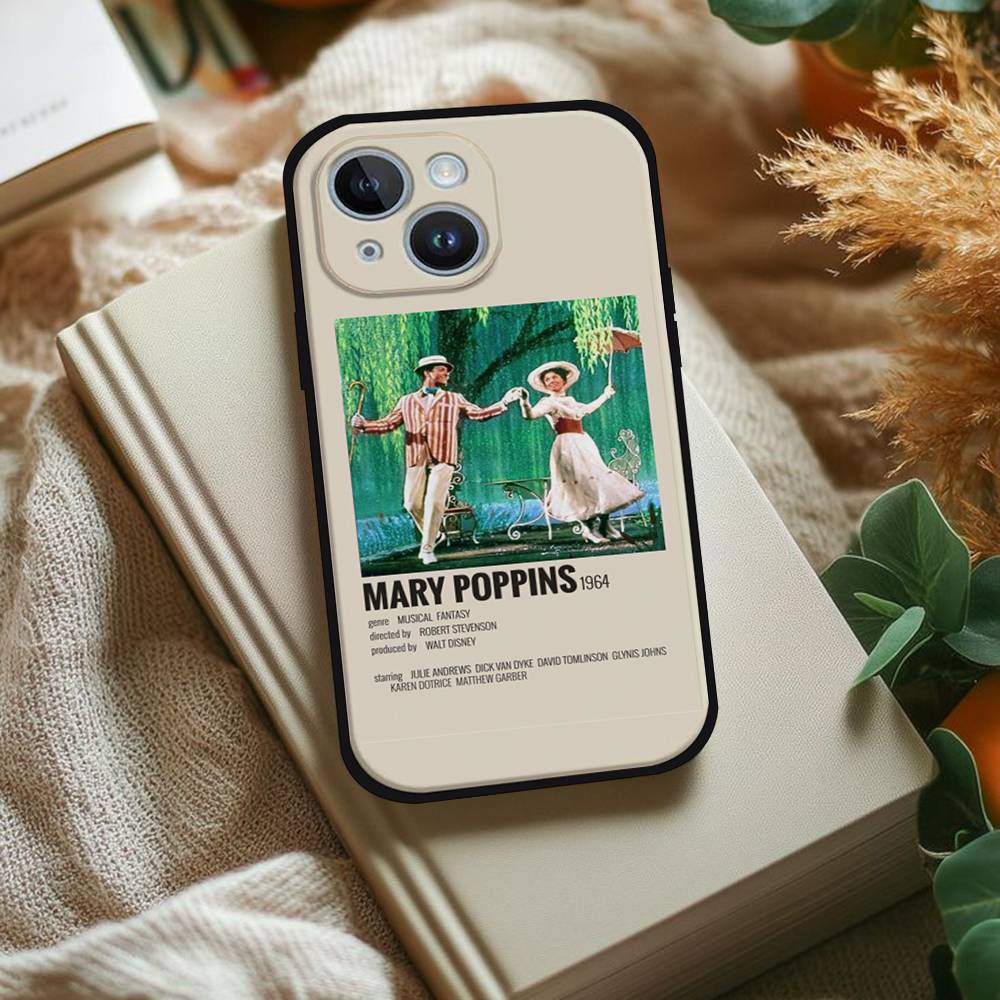 Mary P-Poppins Phone Case For IPhone 1716 15 14 13 Pro Max 11 12 Mini X Xs XR Black Silicone Cover