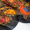 Gold Leaf Print Scarf 70x70cm Women Silk Scarves Luxury Bandana Hijab Neckerchief Shawl Kerchief Hair Band Foulard