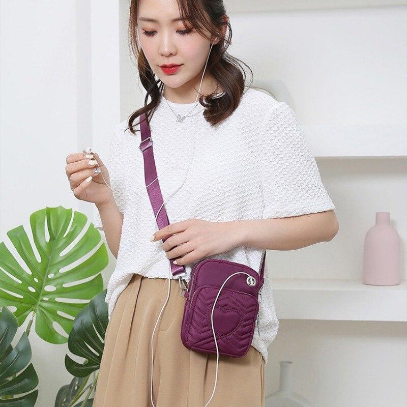 Bolso pequeño de nailon liso Unisex, bolso informal y bolsos, monedero para teléfono móvil, bolsos de hombro de almacenamiento portátiles a la moda