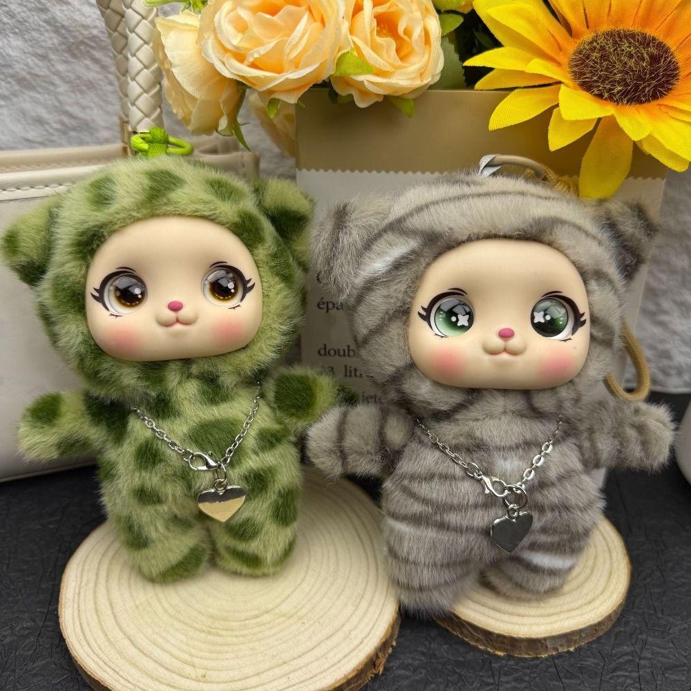 Keychain Leopard Stuffed Pendant Bag Charm Vinyl Doll Toy Vinyl Face Plush Doll Girls Women