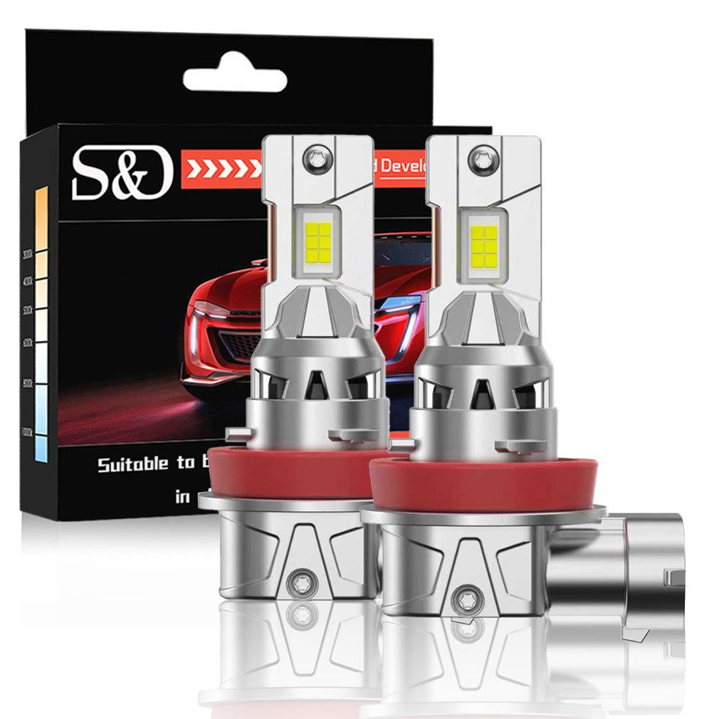 

2 шт. H7 Автомобильные светодиодные фары Canbus без ошибок Автомобильные противотуманные фары Дальний/ближний свет H4 H11 12V 6500K Беспроводные 1:Светодиодные лампы одного размера с охлаждением вентилятором, подключи и играй H11 H8