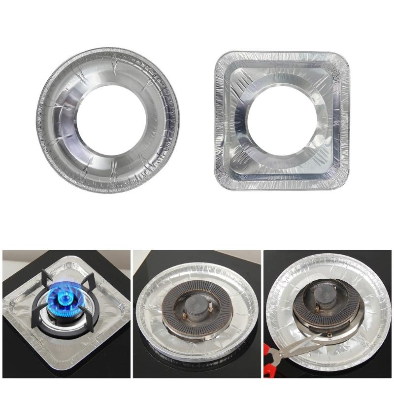 Pack of 10 Tin Stove Liners Oil Proof Covers Gas Stove Liners for Gas Burners Ensuring a Clean Cooking Environment