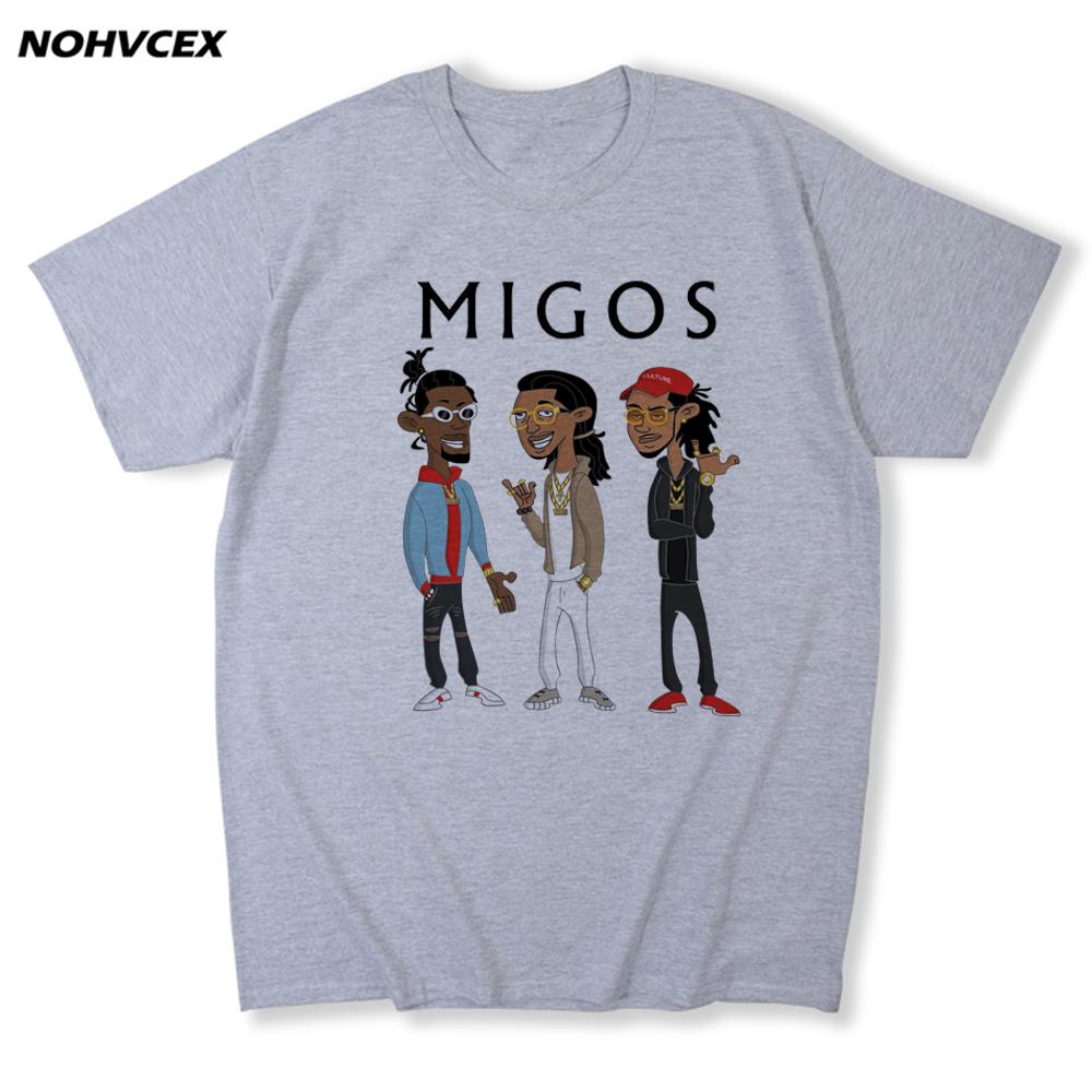 Migos Hip Hop Cotone Uomo T-shirt Maglietta Moda