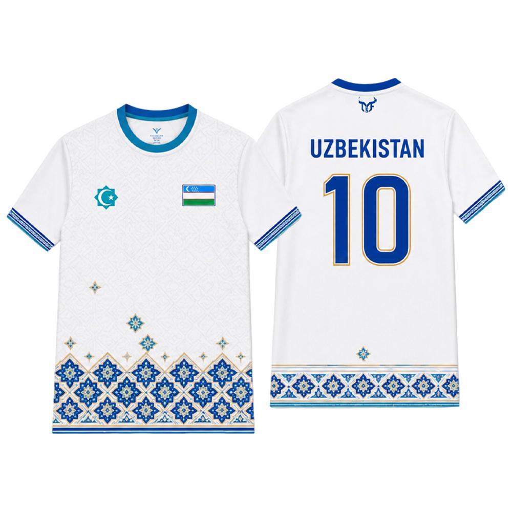 Uzbekistan National Flag 3D Printed Football Suit Men's Breathable Training Suit T-shirt Traditional Pattern O-neck Top