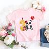 Hotselling Birthday Panda Digital Print Childrens Tshirts Roundneck Shortsleeved Tshirts for Boys and Girls Summer Modal