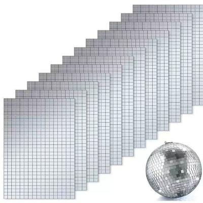Silver Color Self Adhesive Mirror Stickers Glass Mosaic Patches  Disco Ball Decoration