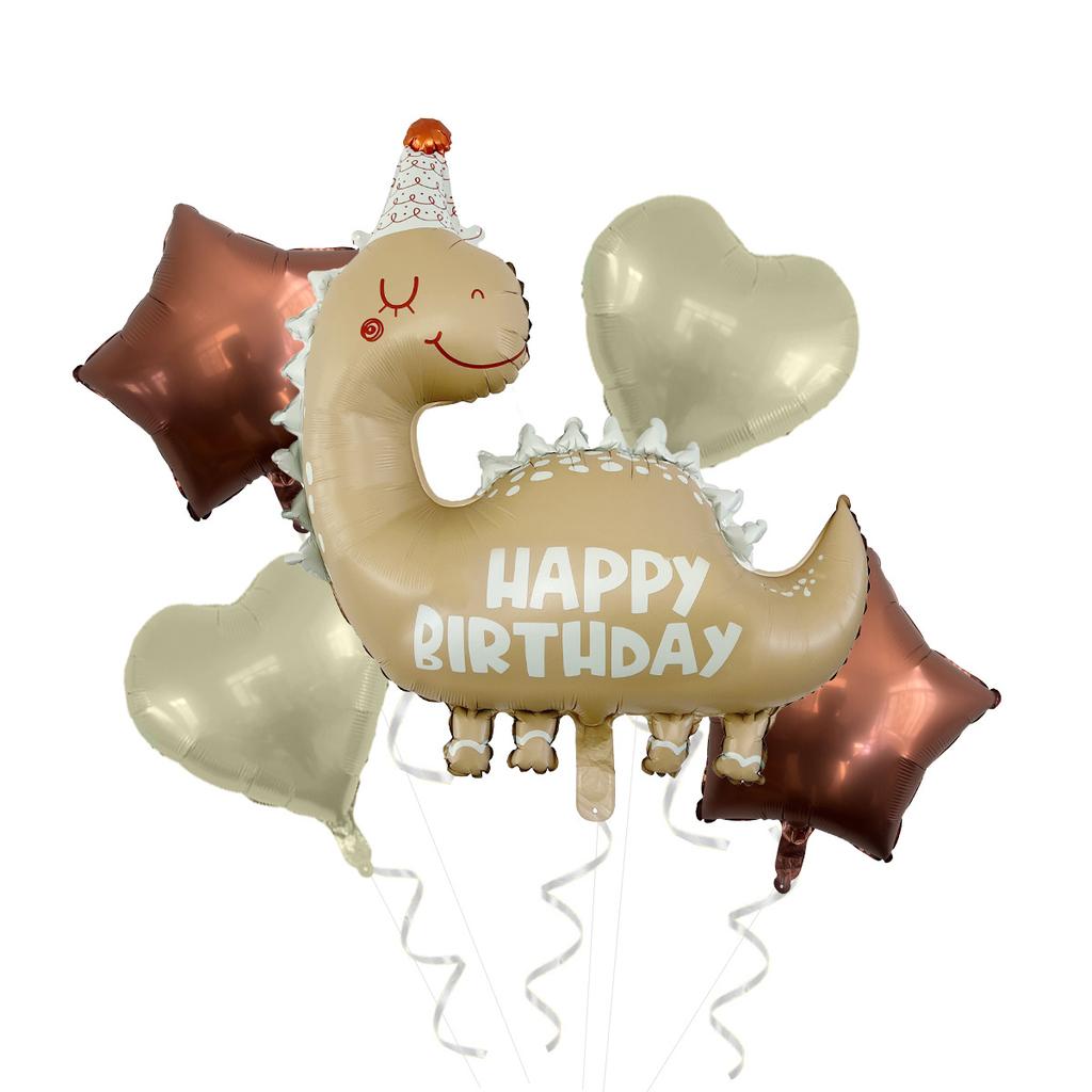Matte Cartoon Dinosaurier Aluminiumfolienballon Paket Geburtstagsfeier Foto Hintergrund Arrangement Dinosaurier Ballon Paket
