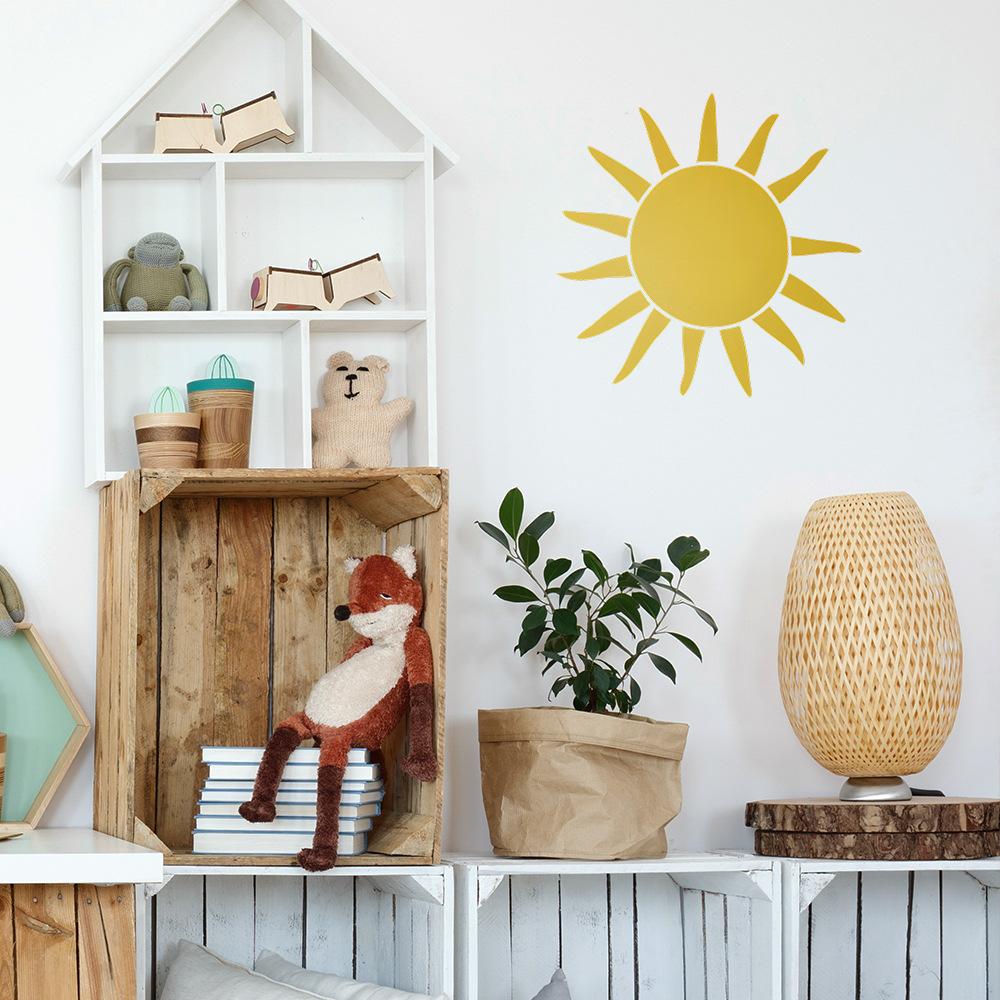 Tecknad Målad Sol Sovrum Vardagsrum Hem Väggbakgrund Försköning Dekoration Väggdekaler