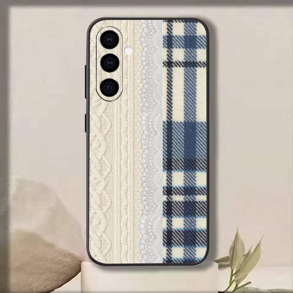 Splicing grid style Phone Case For Samsung Galaxy A73,A72,A71,A70,A53,A52,A51,Soft Silicone Black Cover