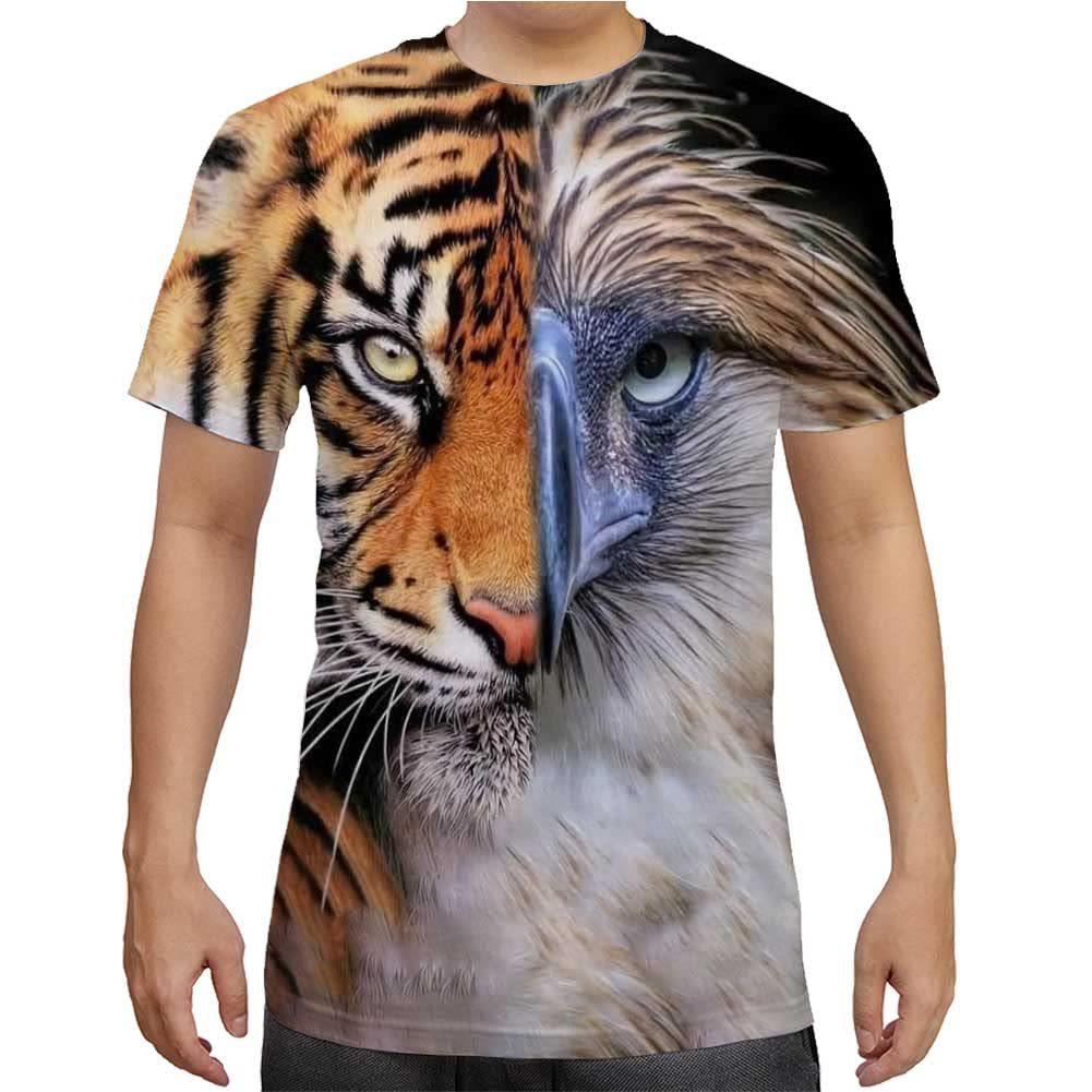 Letní Pánské Tričko s Krátkým Rukávem s 3D Potiskem Vzorů Zvířat s Kulatým Výstřihem Módní Ležérní