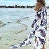 Women's Fashion Chiffon Printed Cardigan Loose Five-Part Sleeve Beach Cover-Ups
