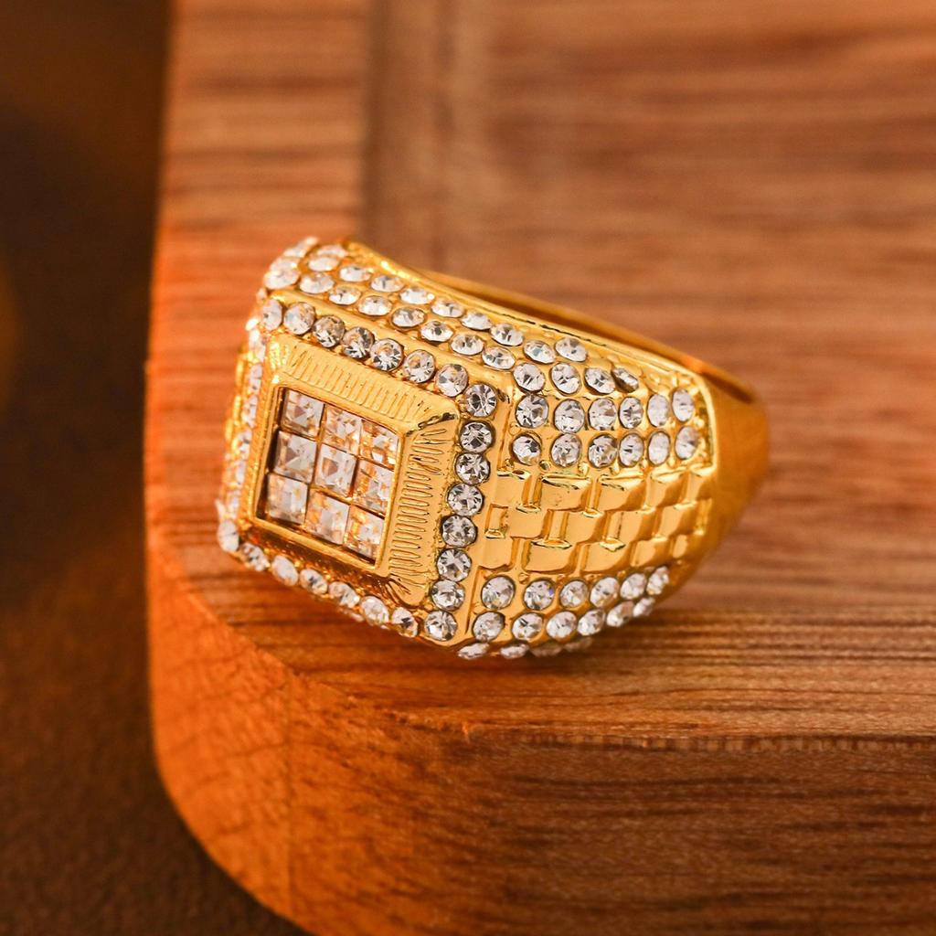 Men's Hip-hop Fashion Brand Street Dance Ring High-end Zircon Ring