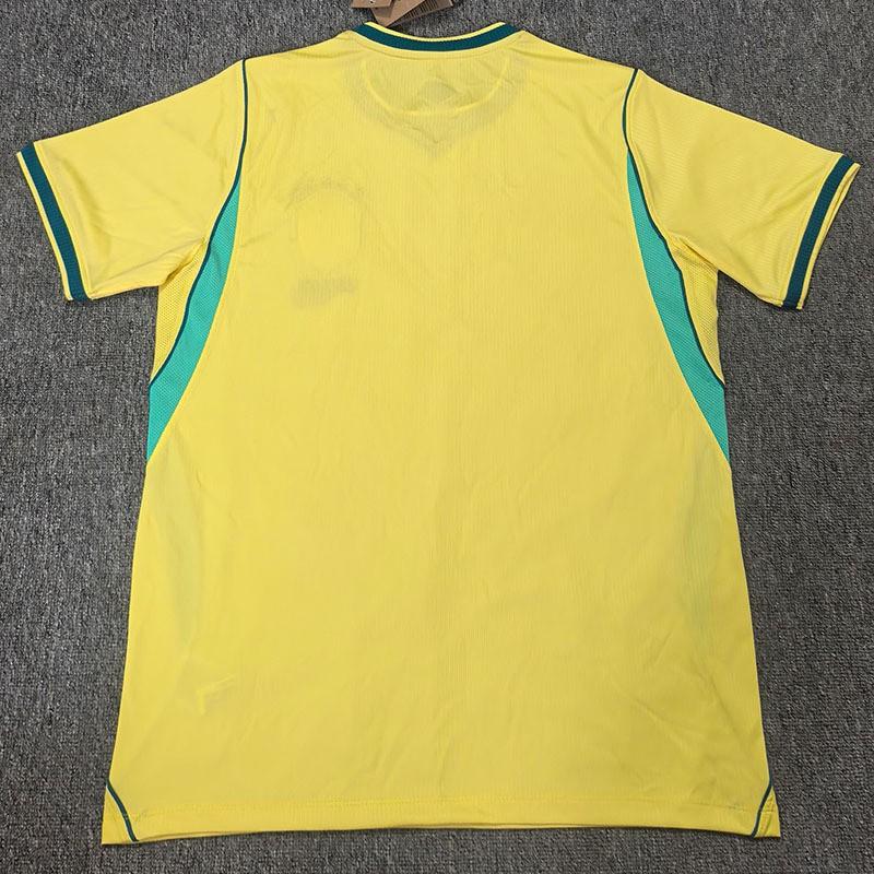Mens Brazil Home Kit Short Sleeve Soccer Jersey Bamboo Fiber Performance Football Uniform Adult Fall Winter