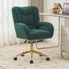 005 Vollständig zerlegbarer Teddy-Stoffmaterial-Höhenverstellbarer Drehstuhl für den Innenbereich, Home-Office mit goldenen Beinen, Grün