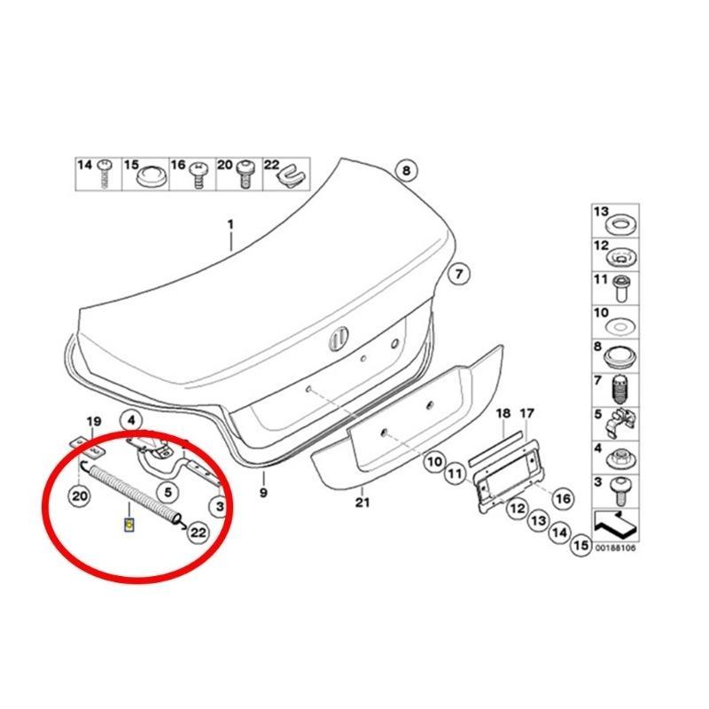 Metal Right Trunk Lid Lift Support Shock Tension Spring for E60