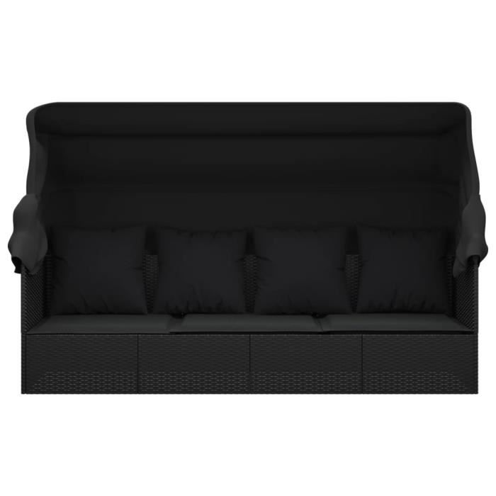 VidaXL Outdoor Daybed with Canopy and Cushions Black Wicker 319569