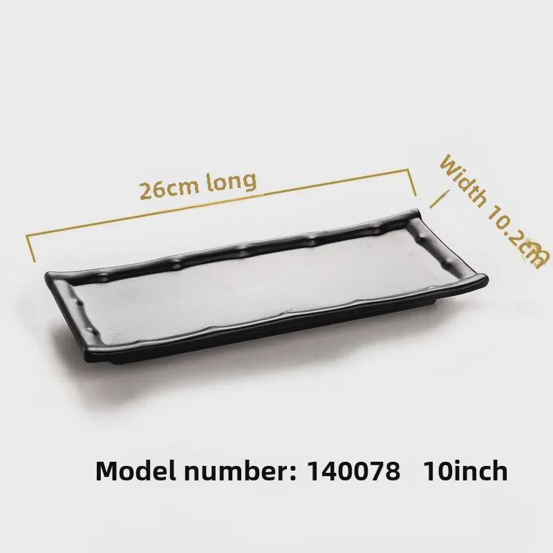 Melamine Black Tableware: Imitation Porcelain Plate for Cold Dishes, BBQ, Hot Pot, and Commercial Use.