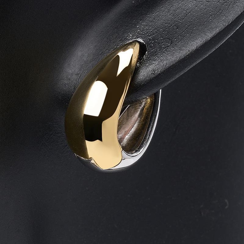 

Niche Two-colour Splicing Earrings Minimalist Fashion Personality Simple Versatile High-end Tide Style Office Casual Daily Wear