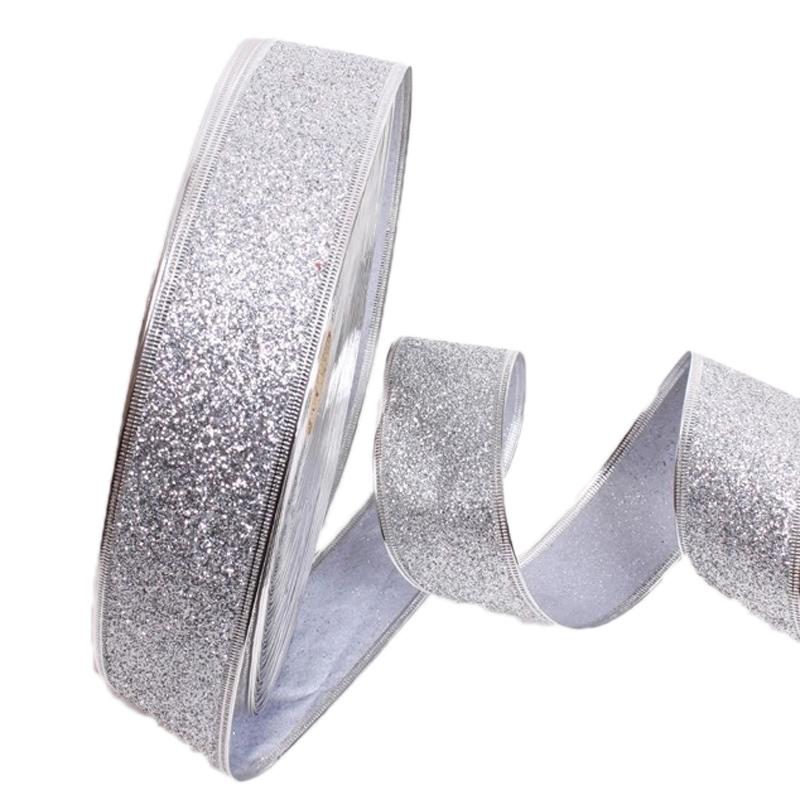 (2m/roll) 50mm Shiny Gold Powder Ribbon Christmas Tree Decoration Gift Packaging Foldable Handmade DIY Crafts Production