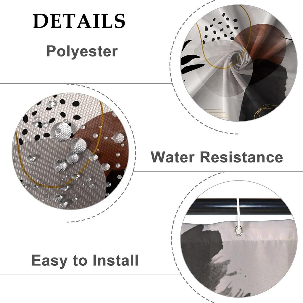 Black Grey Plant Leaves Shower Curtain Medieval Modern Abstract Bathroom Decorative Shower Curtain With Hooks 180X180Cm