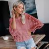 Nuova Moda Pizzo Estate Camicetta Donna Manica Corta Larga Camicia Manica a Pipistrello Top Larghi da Donna Scollo a O Tinta Unita Elegante Slim Fit Abbigliamento da Ufficio