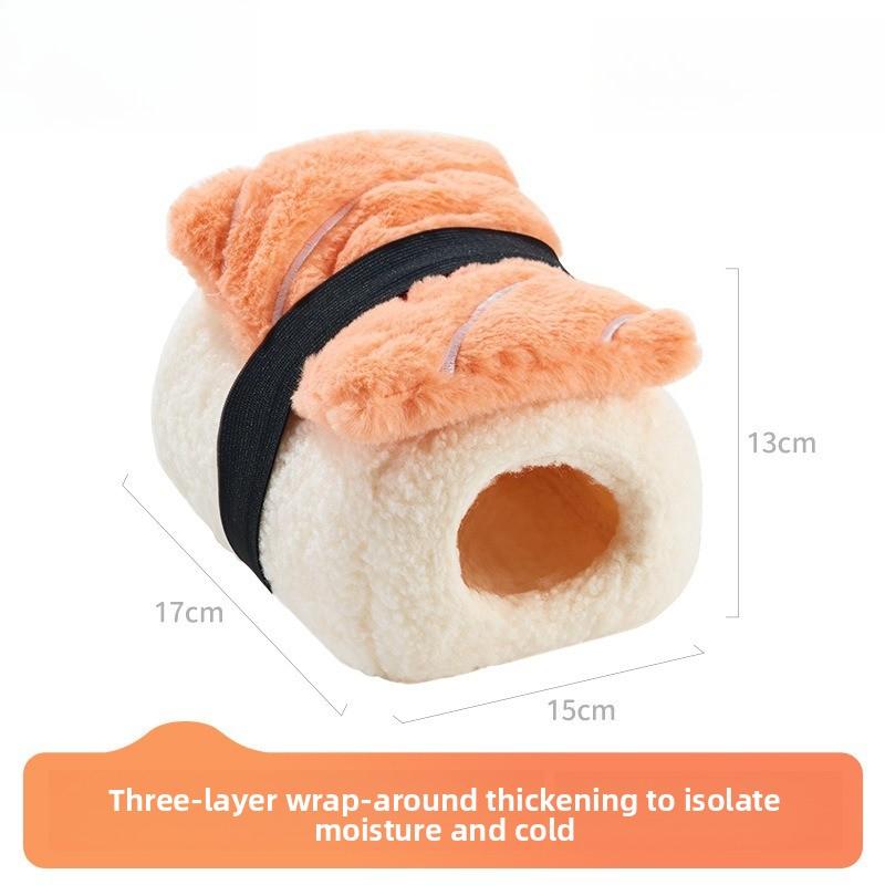 Хлопковая лежанка для хомяка Теплое зимнее убежище в форме суши для золотистого хомяка, сахарного поссума, мелкого питомца Теплый дом Милое толстое гнездо для хомяка