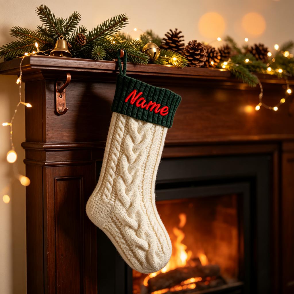 Personalized Christmas Stocking Custom Embroidered Name Christmas Stocking, Xmas Gift Christmas tree Hanging Holiday Decor
