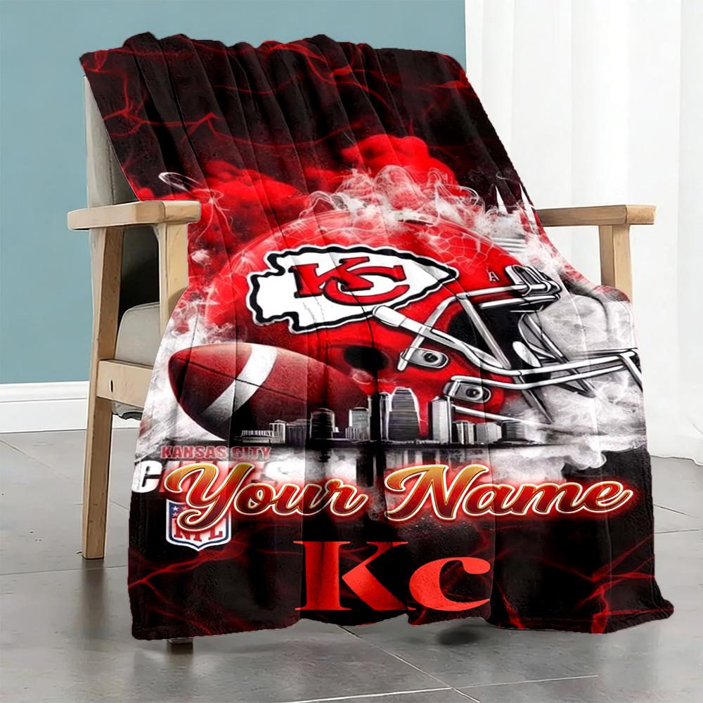 Kansas City Football Personalized Name Blanket Multipurpose Personalized Blanket Comfortable Great For Picnics Seaside Chair Couch