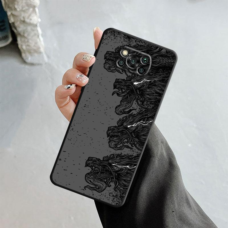 Samurajski smok wilk maska ​​dla Xiaomi Poco X3 Nfc X4pro X5 M3 dla Mi 12 13 11 10 10t 8 Note10 Lite 11ultra 11t Pro F1 okładka