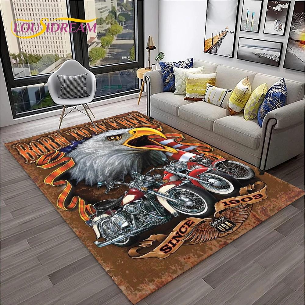 Vintage Motorcycle Retro Carpet Rug for Home Living Room Bedroom Playroom Sofa Doormat Decor,Kid Area Rug Non-slip Floor Mat