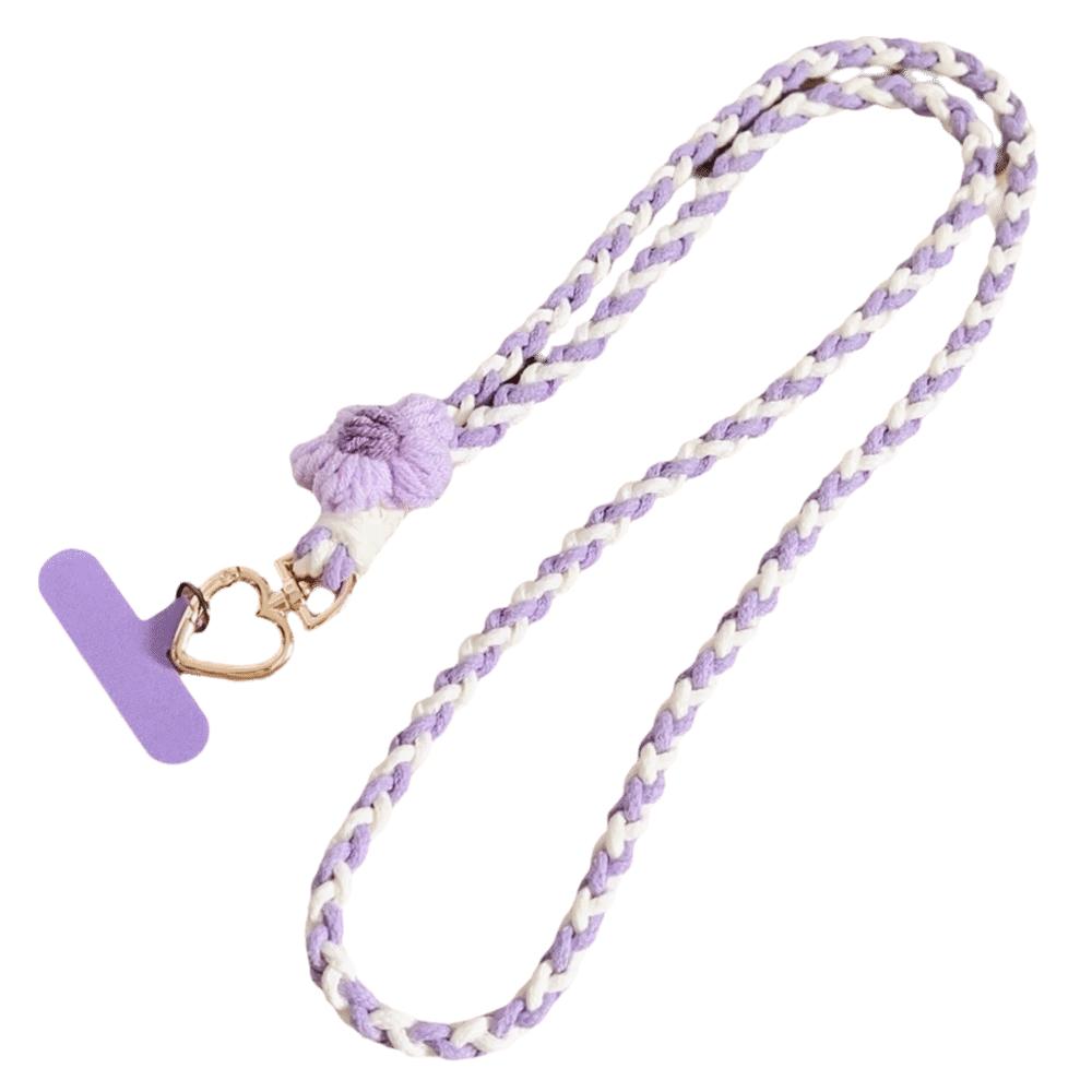 Rainbow Color Phone Woven Chain Phone Charm Crossbody Lanyard Outdoor Activity фиолетовый