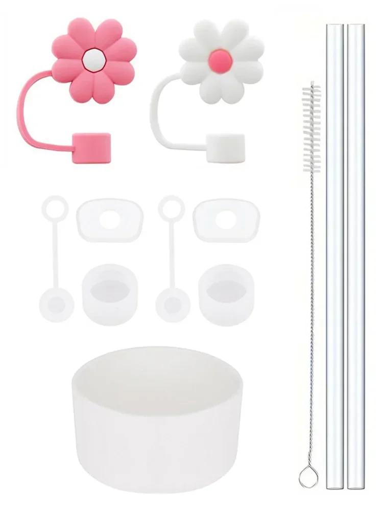 Set di 11 Pezzi di Accessori per Stanley Cup Tappo in Silicone Anti-Sversamento Copri Cannuccia Tappo Cannuccia Riutilizzabile 1 Spazzola per Pulizia 40oz 30oz