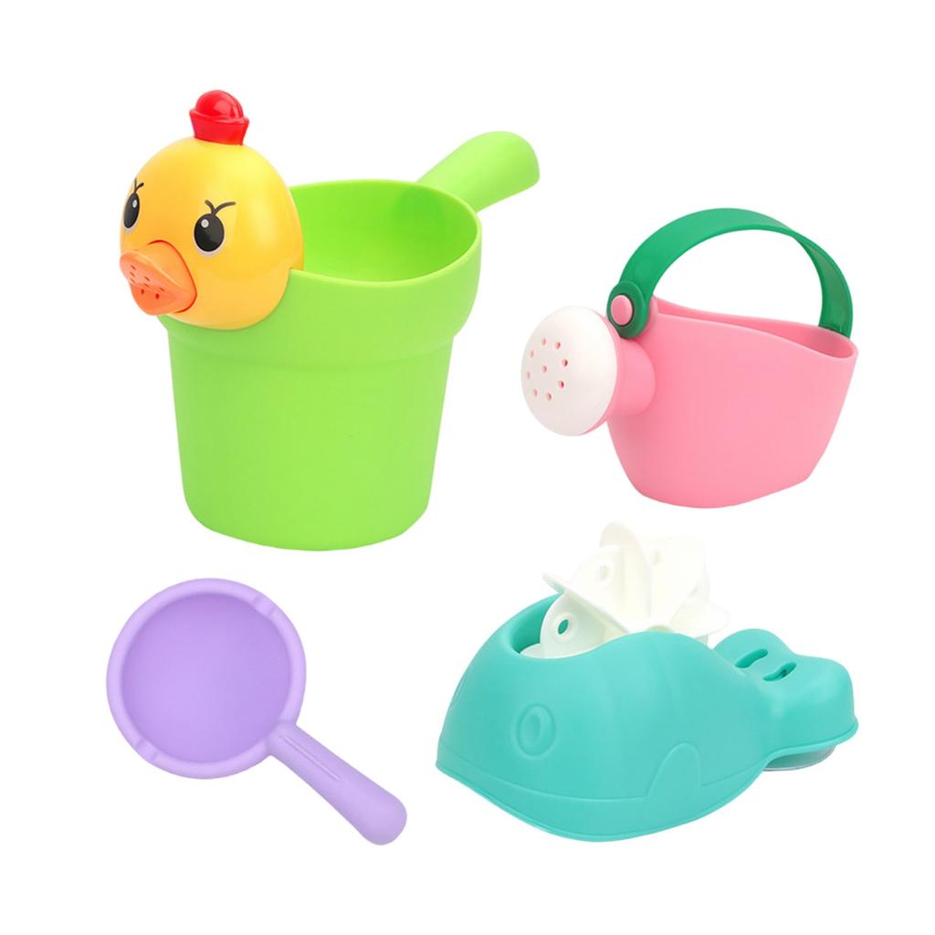 Water Play 4-piece Set Flower Sprinkler Baby Water Bottle Set Soft Glue Beach Bucket Toy