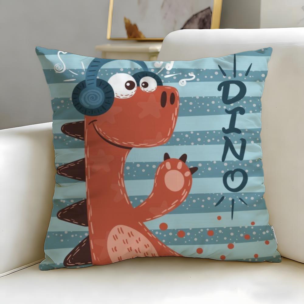 cartoon theme Cartoon Dinosaur Cushion Cover Soft & Easy-Wash Pillow Case – Versatile for Couch, Bed, Travel and Office