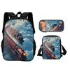 Train Shoulder Protection Backpack Pen Bag Shoulder Bag 3Pcs Set Fashion New Lightweight Printed Best Companion for Boy and Girl