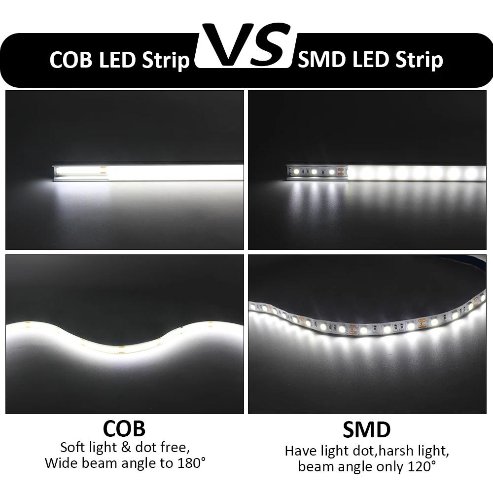5V COB LED Strip Light with Button Switch USB High Brightness 320 LEDs/m Flexible Tape for TV Backlight Bedroom Room Decor
