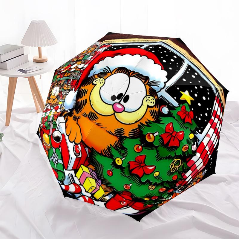 1pc Christmas Garfield Automatic Open/Close Umbrella - Compact Travel Umbrella, Perfect for Women & Men - Ideal Birthday/Christmas Gift, 179