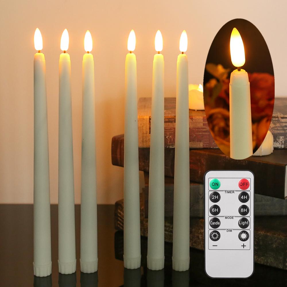 Pack of 6 LED Flameless Taper Candles Battery Operated Flickering Window Candle for Christmas Wedding Church Decor Party Supplie