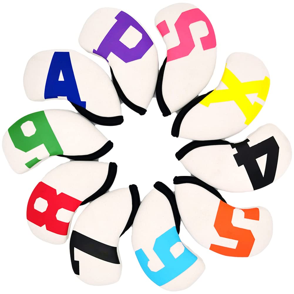 

Golf Club Head Covers Iron Protection Waterproof Elastic Number Included 10 Piece Set [FUPUTWO] (White Color)