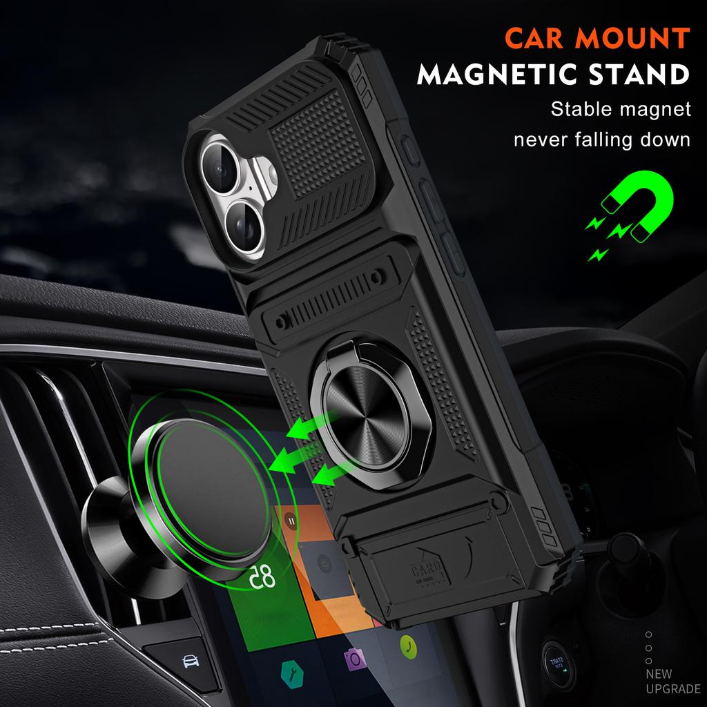 Fit iPhone 17 Phone Card Case,Tough Kickstand Shockproof Wallet Case with Card Holder for iPhone 17 6.3 Inch Phone Cover